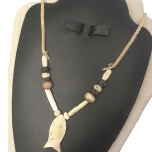 Tribal inspired beaded fish handmade jewellery necklace